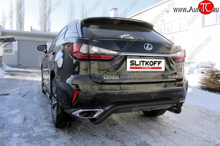 11 299 р. Защита задняя Slitkoff Lexus RX350 AL20 дорестайлинг (2015-2019) (Цвет: серебристый)  с доставкой в г. Тольятти