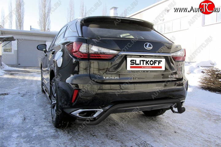 11 299 р. Защита задняя Slitkoff Lexus RX350 AL20 дорестайлинг (2015-2019) (Цвет: серебристый)  с доставкой в г. Тольятти