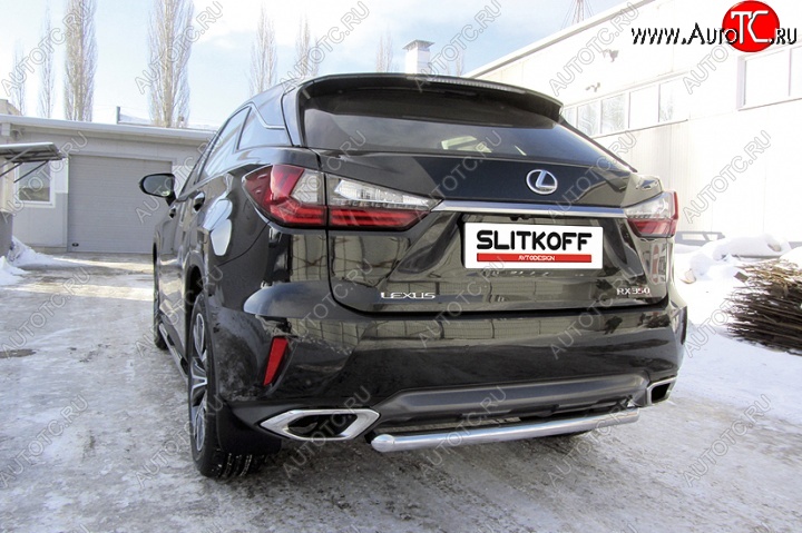 12 799 р. Защита заднего бампера из короткой трубы диаметром 57 мм Slitkoff Lexus RX350 AL20 дорестайлинг (2015-2019) (Нержавейка, Полированная)  с доставкой в г. Тольятти