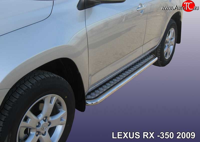 22 699 р. Широкая защита порогов Slitkoff Lexus RX350 AL10 дорестайлинг (2008-2012) (Нержавейка, Полированная)  с доставкой в г. Тольятти