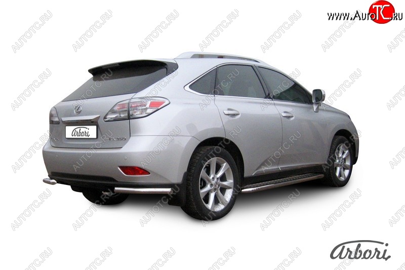 12 509 р. Защита заднего бампера Arbori (уголки, нержавейка, 1 труба d57 mm). Lexus RX350 AL10 дорестайлинг (2008-2012)  с доставкой в г. Тольятти