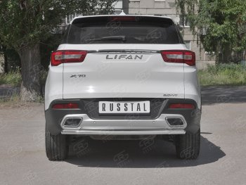 Защита заднего бампера (Ø63/42 мм, нержавейка) SLITKOFF Lifan X70 (2018-2025)