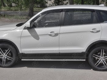 21 749 р. Защита порогов (Ø75x42 мм с проступью, нержавейка) Russtal Lifan X70 (2018-2025)  с доставкой в г. Тольятти. Увеличить фотографию 2