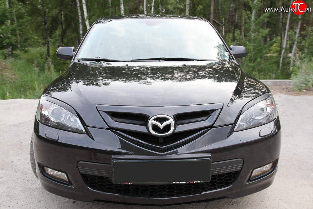 629 р. Реснички на фары RA V2 Mazda 3/Axela BK дорестайлинг, хэтчбэк (2003-2006) (Неокрашенные)  с доставкой в г. Тольятти