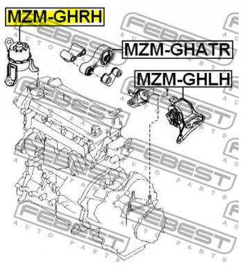 5 199 р. Правая подушка двигателя Febest (гидравлическая) Mazda 6 GH дорестайлинг лифтбэк (2007-2010)  с доставкой в г. Тольятти. Увеличить фотографию 4