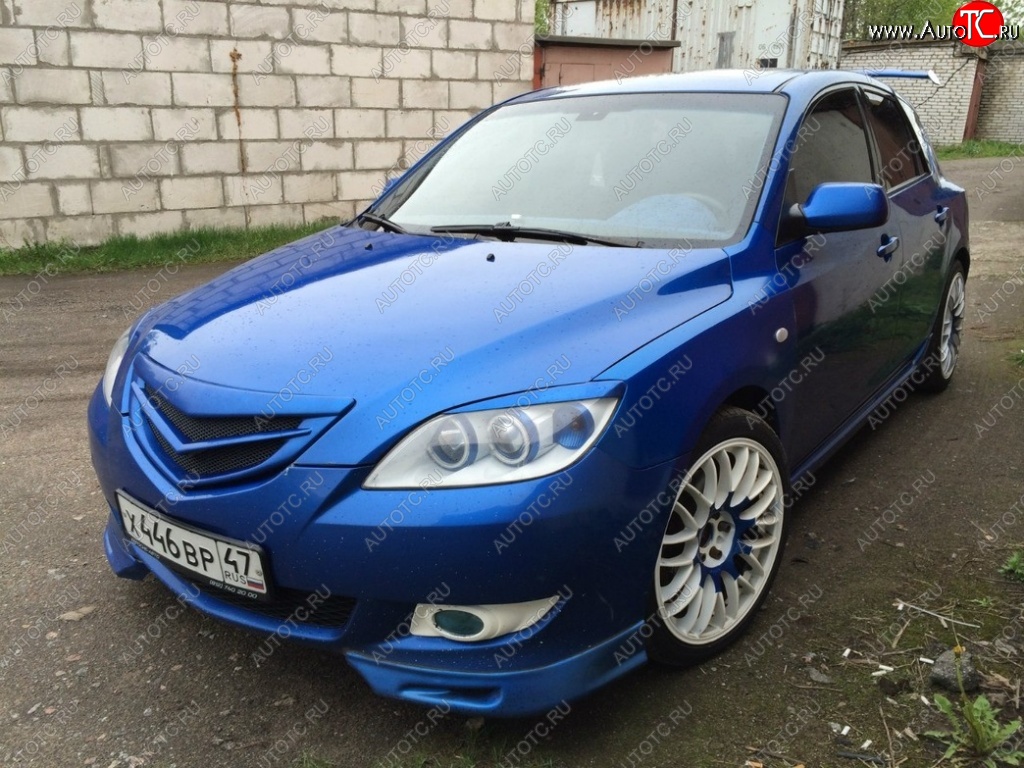 2 599 р. Клыки на передний бампер Style Mazda 3/Axela BK дорестайлинг, хэтчбэк (2003-2006) (Неокрашенная)  с доставкой в г. Тольятти