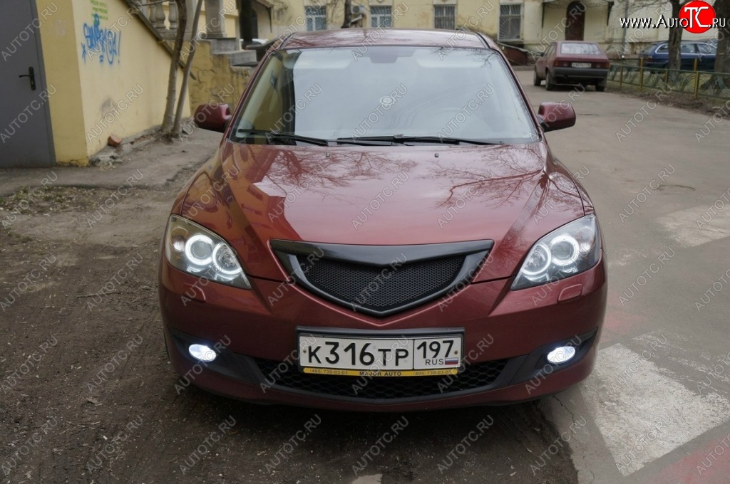 2 599 р. Решётка радиатора Style v4 (сетка) Mazda 3/Axela BK дорестайлинг, хэтчбэк (2003-2006) (Неокрашенная)  с доставкой в г. Тольятти