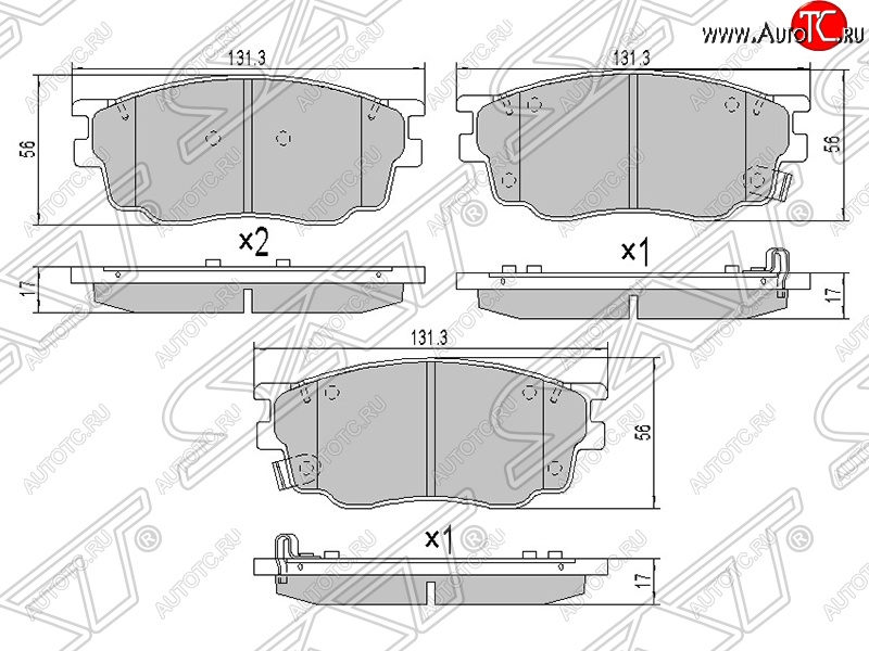 1 439 р. Колодки тормозные SAT (передние) Mazda 6 GG седан дорестайлинг (2002-2005)  с доставкой в г. Тольятти