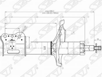 Правый амортизатор передний SAT Mazda 626 GF дорестайлинг седан (1997-1999)
