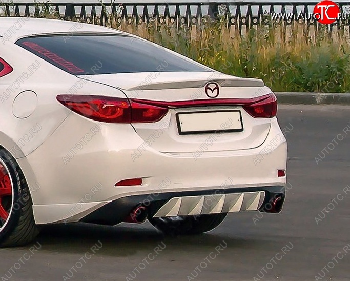 10 899 р. Диффузор заднего бампера Sport v4  Mazda 6  GJ (2015-2018) 1-ый рестайлинг седан (Неокрашенная)  с доставкой в г. Тольятти