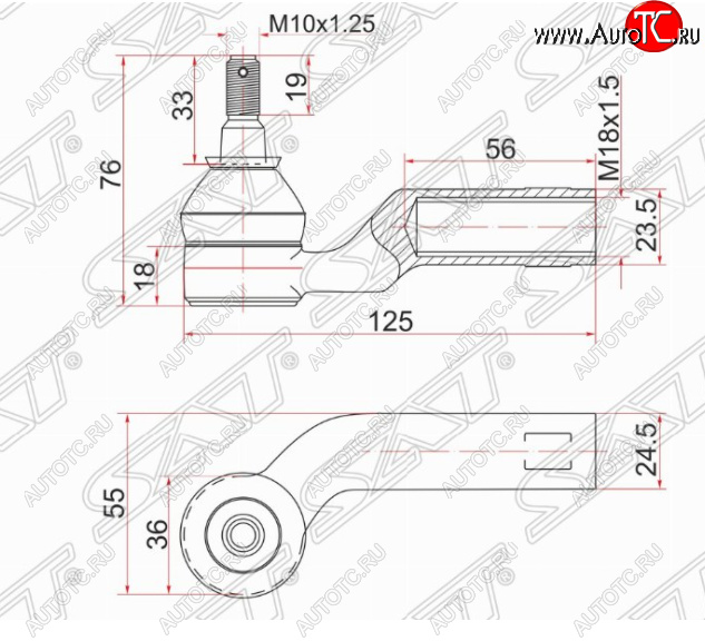 649 р. Левый наконечник рулевой тяги SAT Mazda 5 (2005-2010)  с доставкой в г. Тольятти