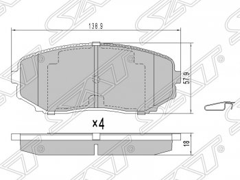 1 229 р. Колодки тормозные SAT (передние)  Mazda Bongo  Friendee - CX-9  TB  с доставкой в г. Тольятти. Увеличить фотографию 1