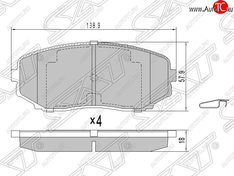 1 229 р. Колодки тормозные SAT (передние)  Mazda Bongo  Friendee - CX-9  TB  с доставкой в г. Тольятти