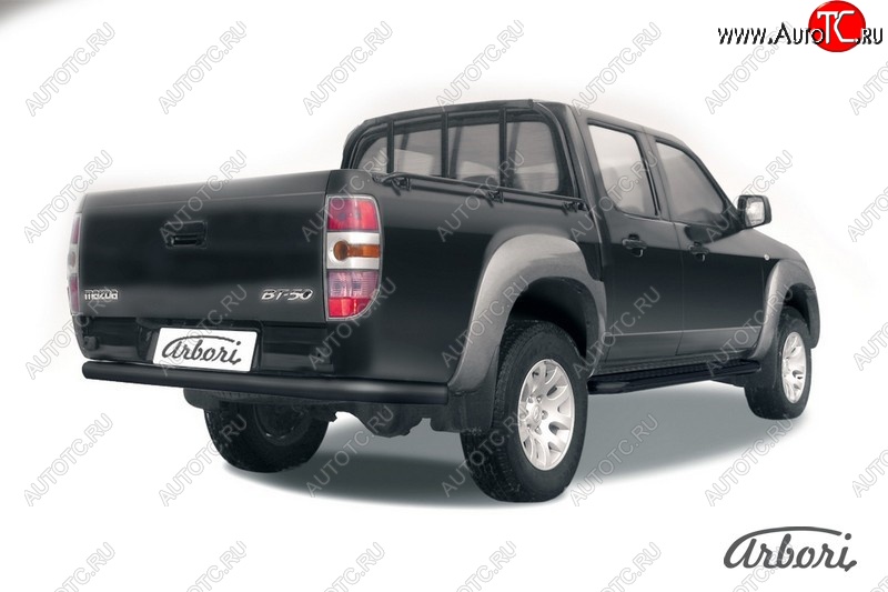 7 019 р. Защита заднего бампера Arbori (черная, 1 труба d76 mm). Mazda BT-50 (2006-2011)  с доставкой в г. Тольятти