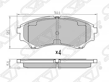 Колодки тормозные SAT (передние, 144,6х58,5х15,8 мм) Mazda (Мазда) BT-50 (БТ-50) (2006-2015)