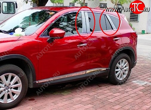 4 749 р. Накладки на центральные стойки дверей СТ Mazda CX-5 KE дорестайлинг (2011-2014) (Неокрашенные)  с доставкой в г. Тольятти