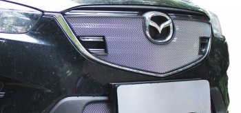 1 639 р. Защитная сетка на решетку радиатор Russtal  Mazda CX-5  KE (2015-2017) рестайлинг (чёрная, без выреза под парктронник)  с доставкой в г. Тольятти. Увеличить фотографию 2