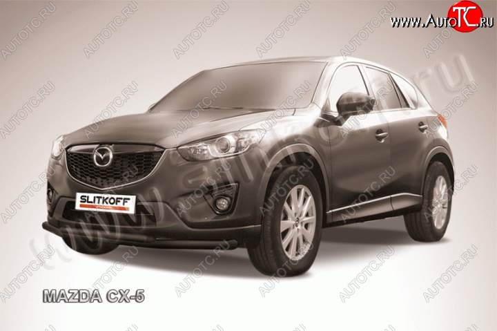 10 699 р. Защита переднего бампер Slitkoff Mazda CX-5 KE рестайлинг (2015-2017) (Цвет: серебристый)  с доставкой в г. Тольятти