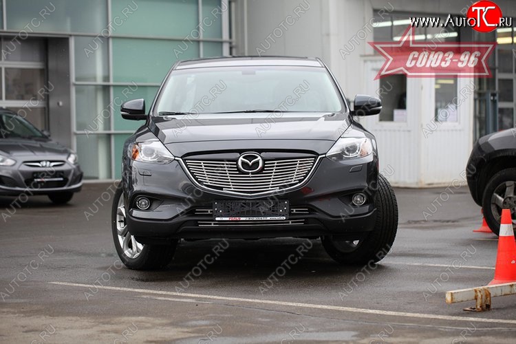 8 504 р. Декоративный элемент решетки радиатора Souz-96 (d10) Mazda CX-9 TB дорестайлинг (2007-2009)  с доставкой в г. Тольятти