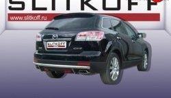 10 899 р. Защита заднего бампера из длинной трубы диаметром 57 мм Slitkoff  Mazda CX-9  TB (2007-2009) дорестайлинг (Нержавейка, Полированная)  с доставкой в г. Тольятти. Увеличить фотографию 1