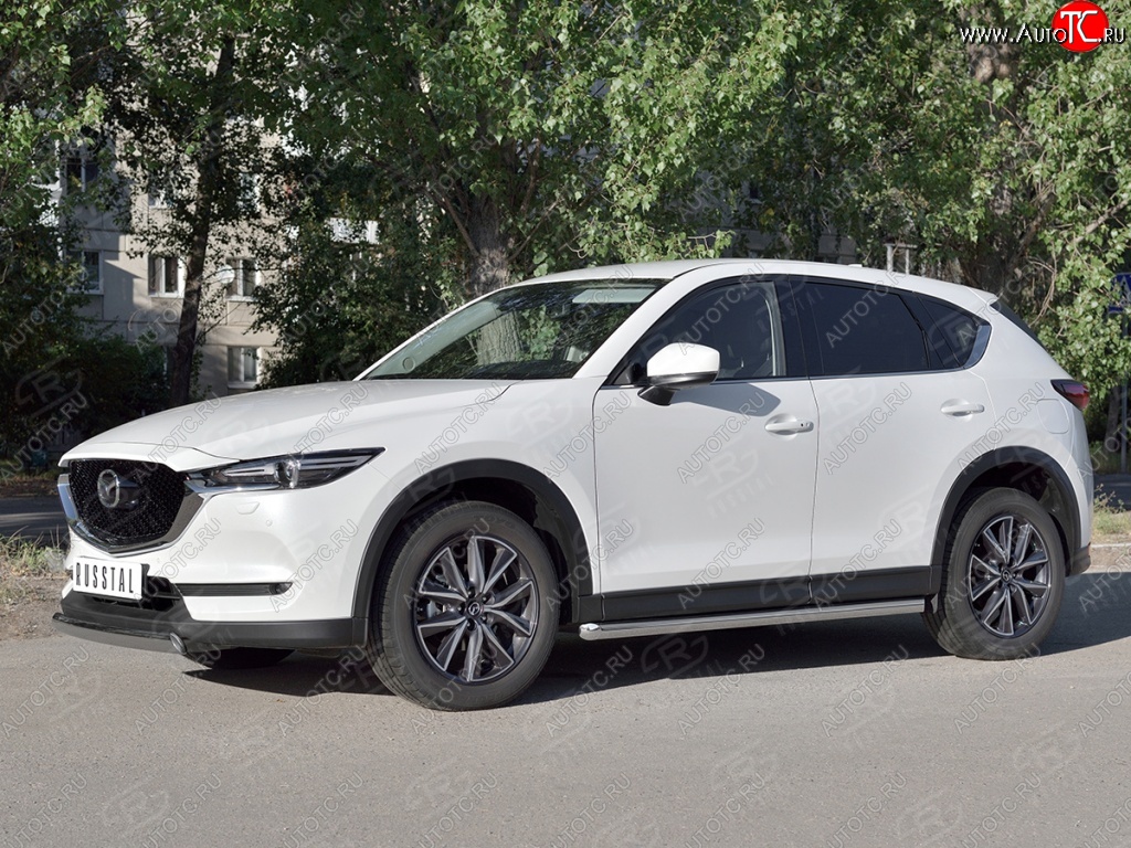 14 999 р. Защита переднего бампера из овальной трубы диаметром 75x42 мм Russtal Mazda CX-5 KF (2016-2024)  с доставкой в г. Тольятти