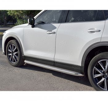 Защита порогов из круглой трубы диаметром 63 мм SLITKOFF v1 Mazda CX-5 KF (2016-2024)