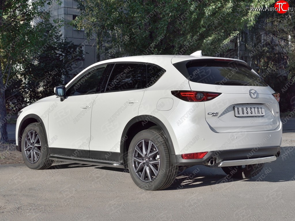 14 999 р. Защита заднего бампера (Ø75x42 мм, нержавейка) Russtal Mazda CX-5 KF (2016-2025)  с доставкой в г. Тольятти