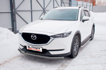 9 449 р. Защита переднего бампера Slitkoff (Ø 57 мм).  Mazda CX-5  KF (2016-2025) (Сталь с полимерным покрытием. Цвет: серебристый)  с доставкой в г. Тольятти. Увеличить фотографию 1