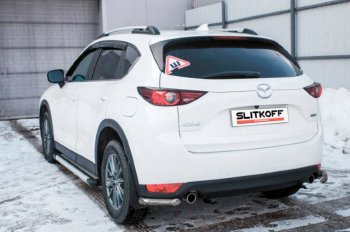 Защита заднего бампера Slitkoff (Ø 57 мм, уголки) Mazda CX-5 KF (2016-2025)