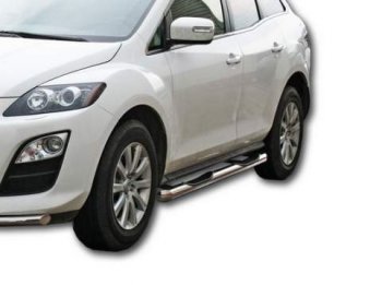 Защита порогов ТехноСфера (Техно Сфера) (нержавейка, с проступью, d76 mm) Mazda CX-7 ER рестайлинг (2010-2012)