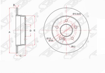 Задний тормозной диск SAT (не вентилируемый, d258 мм) Mercedes-Benz C-Class W201 седан (1982-1992)