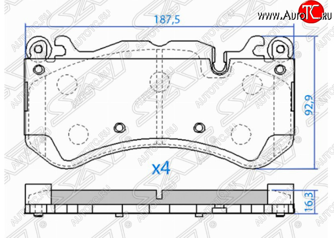 2 259 р. Комплект передних тормозных колодок SAT Mercedes-Benz GL class X166 дорестайлинг (2012-2016)  с доставкой в г. Тольятти