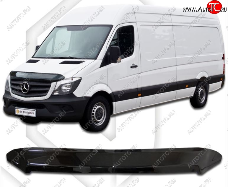 2 099 р. Дефлектор капота CA-Plastiс  Mercedes-Benz Sprinter  W906 (2014-2018) рестайлинг (Classic черный, Без надписи)  с доставкой в г. Тольятти