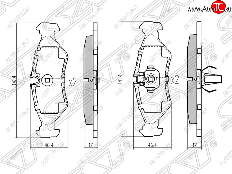 969 р. Колодки тормозные задние SAT Mercedes-Benz Sprinter W905 рестайлинг (2000-2006)  с доставкой в г. Тольятти