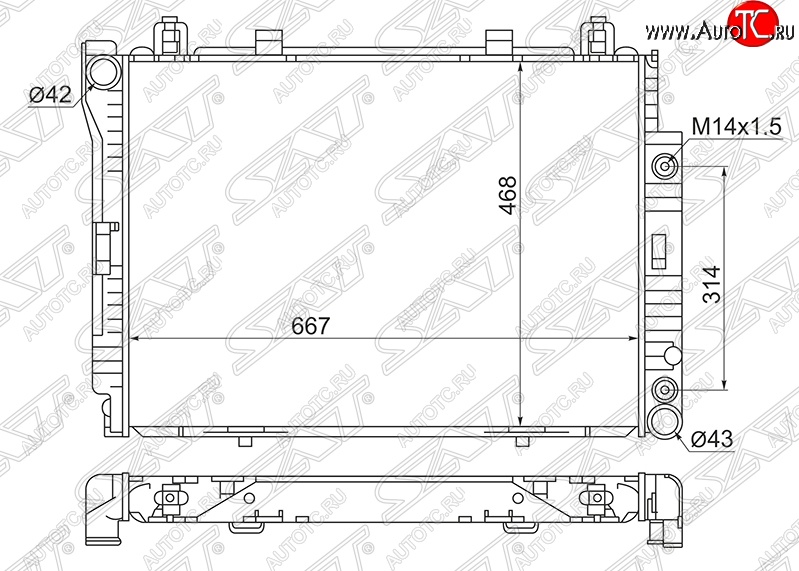 12 299 р. Радиатор двигателя SAT (пластинчатый, 3.0TD/3.5TD, МКПП/АКПП) Mercedes-Benz S class W140 Седан (1991-1998)  с доставкой в г. Тольятти