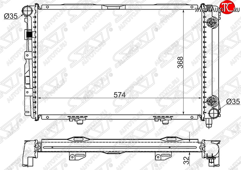 14 999 р. Радиатор двигателя (пластинчатый, 1.8/2.0/2.0D/2.2D, АКПП) SAT Mercedes-Benz C-Class W201 седан (1982-1992)  с доставкой в г. Тольятти