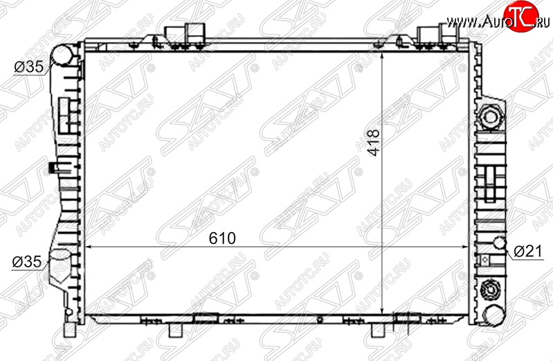 10 999 р. Радиатор двигателя (пластинчатый, 2.8/3.6, АКПП) SAT Mercedes-Benz C-Class S202 дорестайлинг универсал (1992-1997)  с доставкой в г. Тольятти