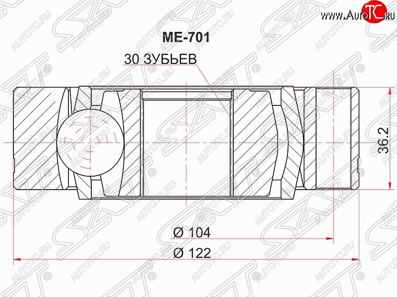 2 499 р. Шрус (внутренний) SAT (30*122 мм) Mercedes-Benz Vito W638 (1996-2003)  с доставкой в г. Тольятти