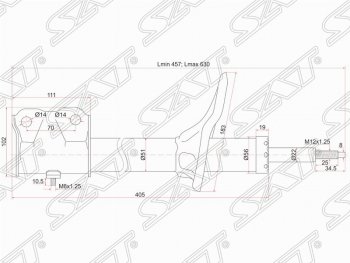 Амортизатор передний (2WD, 4WD) SAT (L 175, установка на левую или правую сторону) Mitsubishi Outlander CU (2003-2009)