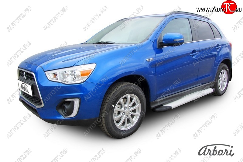 10 979 р. Порожки для ног Arbori Optima Silver Mitsubishi ASX 1-ый рестайлинг (2013-2016)  с доставкой в г. Тольятти