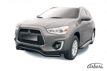 Защита переднего бампера Arbori (волна, черная, 1 труба d57 mm). Mitsubishi ASX 1-ый рестайлинг (2013-2016)