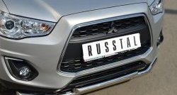 17 899 р. Защита переднего бампера (2 трубыØ63 и 42 мм, нержавейка) SLITKOFF Mitsubishi ASX 1-ый рестайлинг (2013-2016)  с доставкой в г. Тольятти. Увеличить фотографию 2