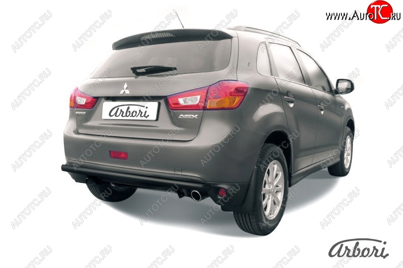 6 029 р. Защита заднего бампера Arbori (черная, 1 труба d57 mm). Mitsubishi ASX 1-ый рестайлинг (2013-2016)  с доставкой в г. Тольятти