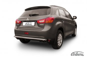 Защита заднего бампера Arbori (нержавейка, 1 труба d57 mm). Mitsubishi ASX 1-ый рестайлинг (2013-2016)