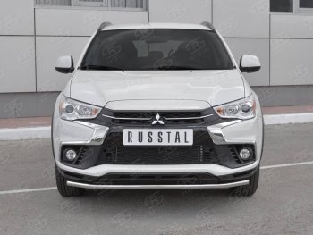 14 999 р. Защита переднего бампера (Ø42 мм, нержавейка) SLITKOFF  Mitsubishi ASX (2017-2020) 2-ой рестайлинг  с доставкой в г. Тольятти. Увеличить фотографию 1