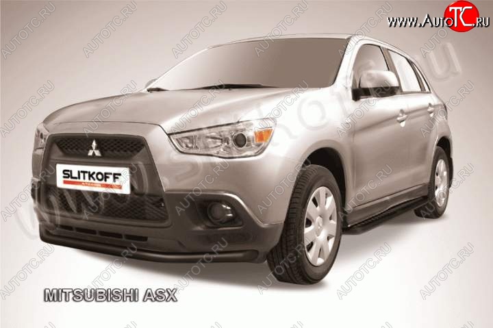 8 199 р. Защита переднего бампера из трубы d57 Slitkoff Mitsubishi ASX дорестайлинг (2010-2012) (Цвет: серебристый)  с доставкой в г. Тольятти