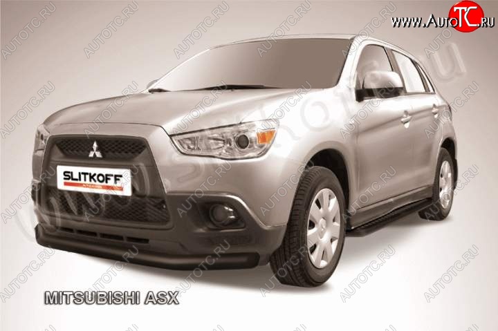 8 999 р. Защита переднего бампера из трубы d76 Slitkoff Mitsubishi ASX дорестайлинг (2010-2012) (Цвет: серебристый)  с доставкой в г. Тольятти