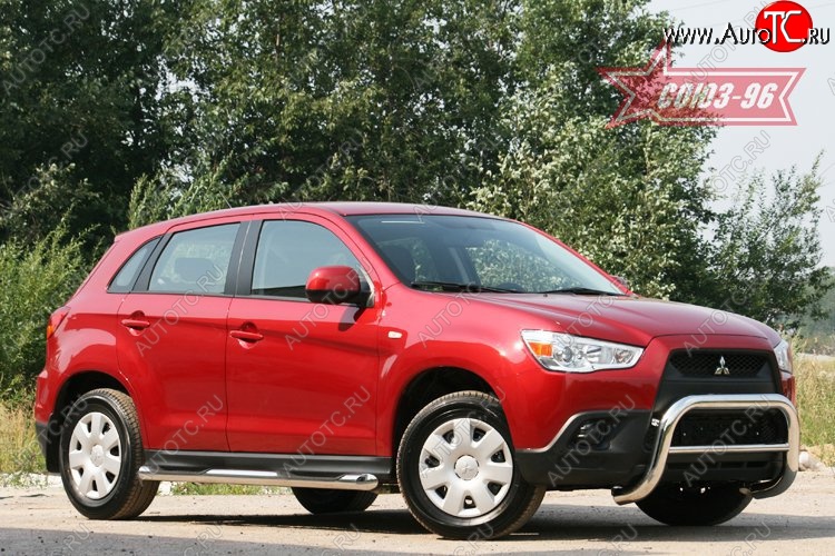 10 934 р. Защита переднего бампера Souz-96 (d76) Mitsubishi ASX дорестайлинг (2010-2012)  с доставкой в г. Тольятти