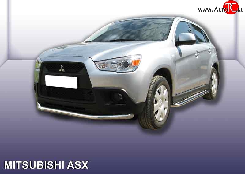 11 699 р. Одинарная защита переднего бампера из трубы диаметром 57 мм Slitkoff Mitsubishi ASX дорестайлинг (2010-2012) (Нержавейка, Полированная)  с доставкой в г. Тольятти