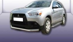 Одинарная защита переднего бампера диаметром 76 мм Slitkoff Mitsubishi ASX дорестайлинг (2010-2012)